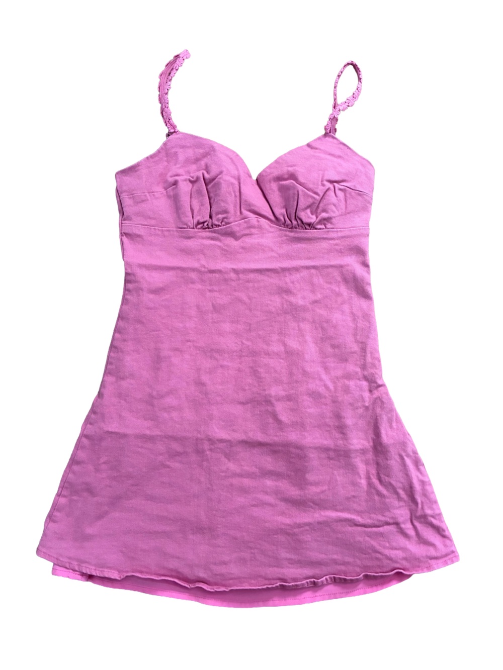 Lulu's Pink Mini Dress with Flower Spaghetti-Style Straps | Small